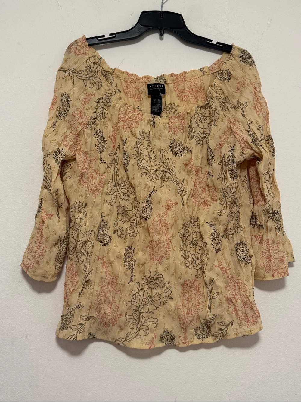 NEW Axcess Liz Claiborne Women XL Off Shoulder Floral Peasant Blouse 3/4 Sleeve - Picture 2 of 9